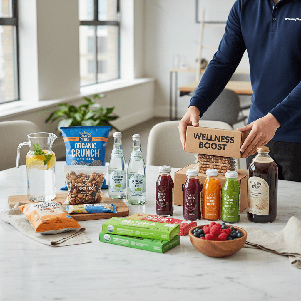 Boxed lunches and beverages prepared for delivery